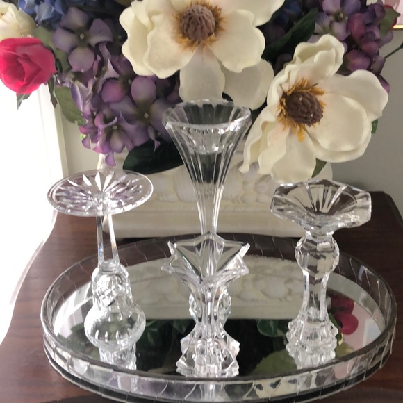 4 vintage crystal candle holders - Picture 3 of 5